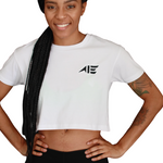 White AIE Essential Futura Crop Top