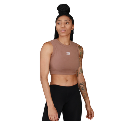 Brown Women's Luxe Cropped Novelty Tank Top